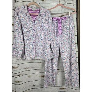 KayAnna Flannel Pajamas Set XL Top Pants Womens 2 Pc Holly Pine Holiday